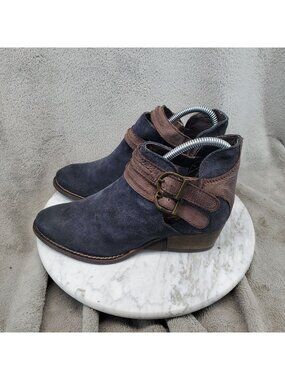 Rebels Shoes Womens Size 6.5 Navy Blue Leather Calista Ankle Boots *Read*